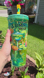 24 oz lava SUMMER WATER acrylic snowglobe tumbler