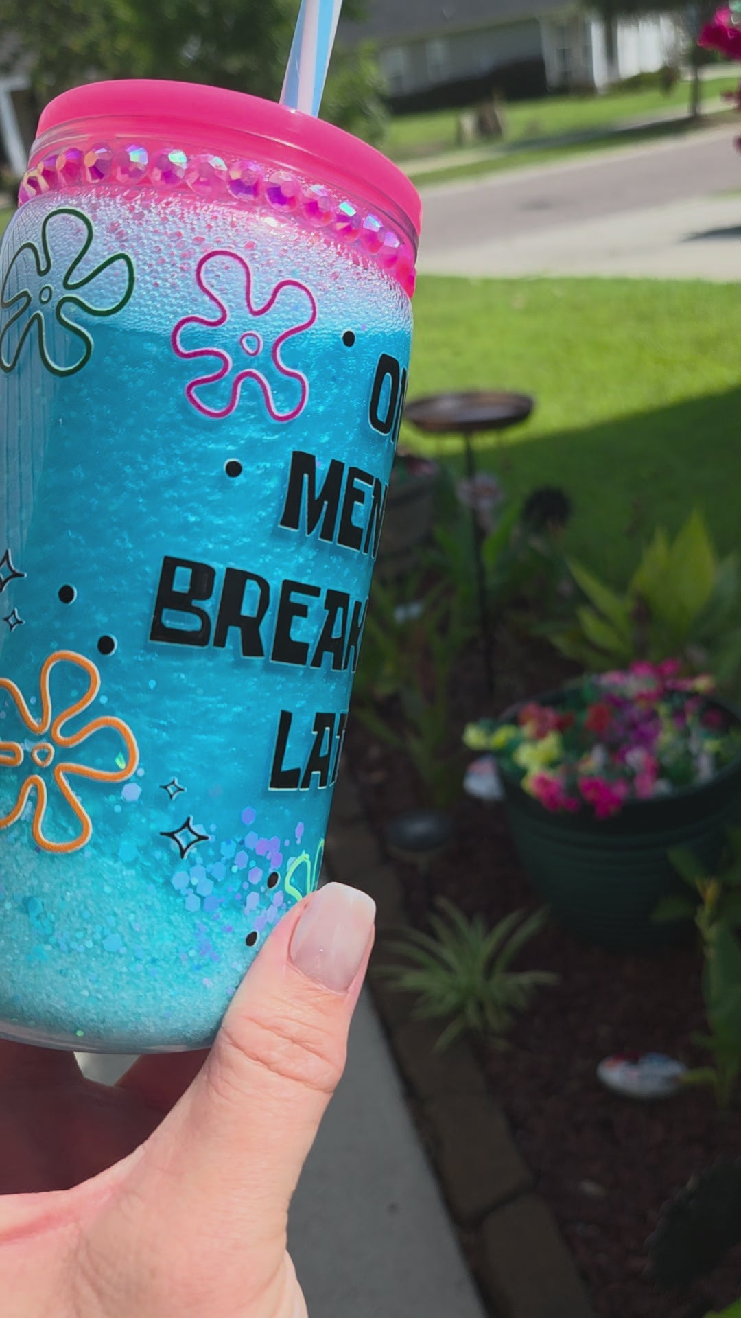16 oz acrylic water snowglobe ONE MENTAL BREAKDOWN LATER tumbler