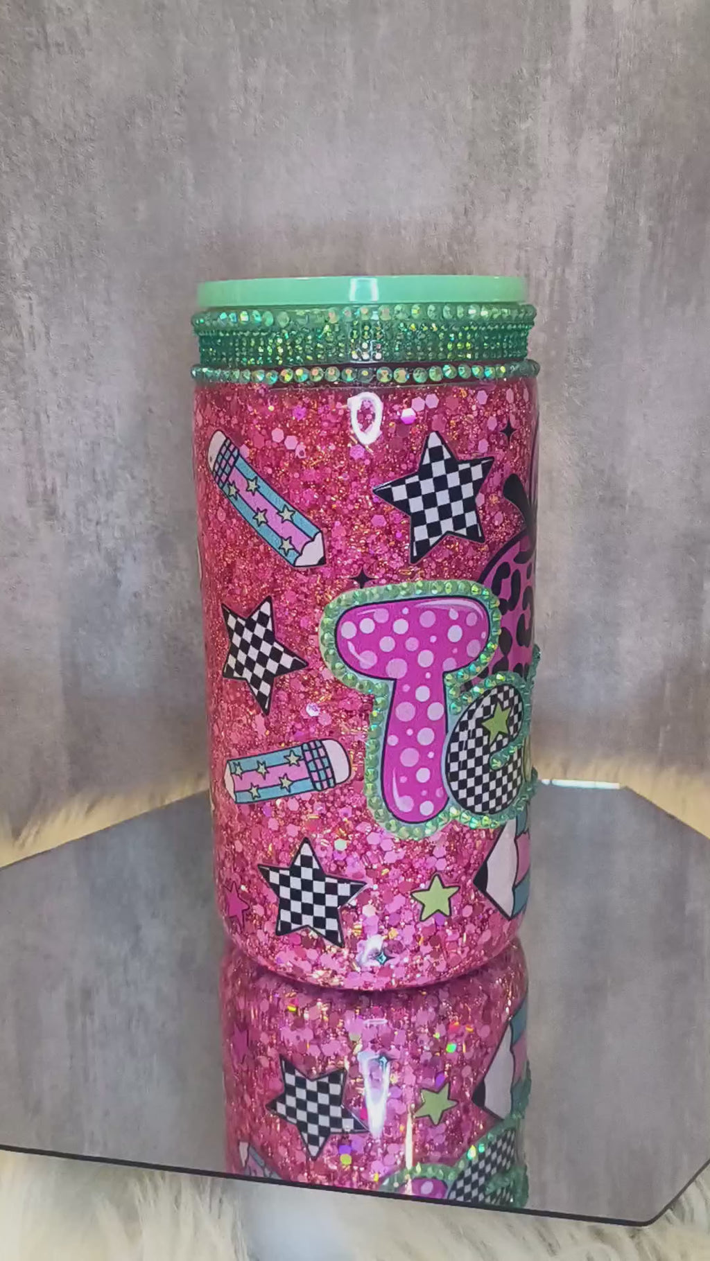 TEACHER 16 oz acrylic snowglobe tumbler with matching pen