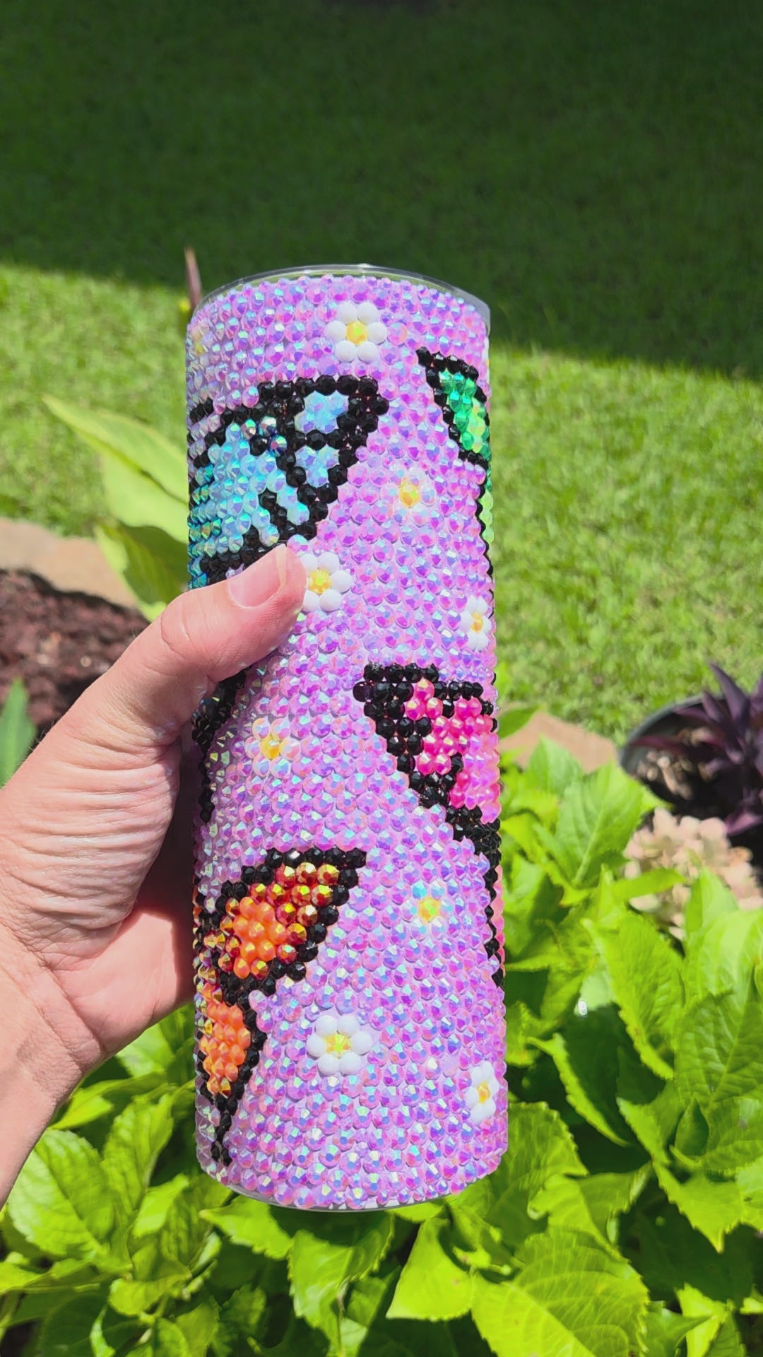 20 Oz rhinestone Stainless steel BUTTERFLY tumbler