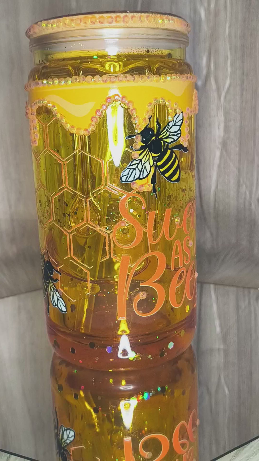 HONEY BEE 16 oz acrylic snowglobe tumbler