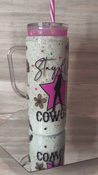STAY WILD COWGIRL 20oz acrylic snowglobe with handle