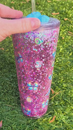 SEA TURTLE 24 oz snowglobe acrylic tumbler with topper