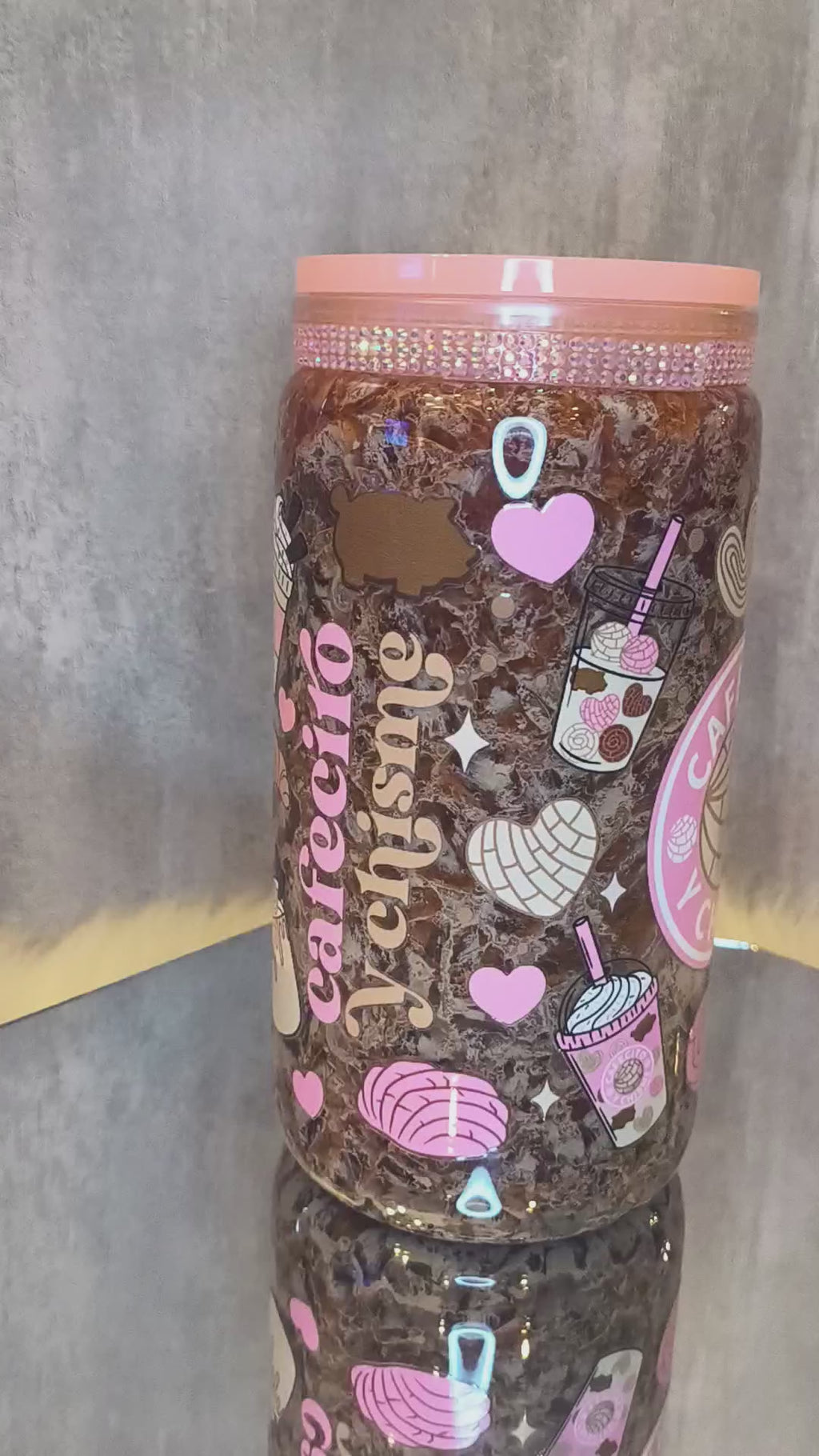 CAFECITO 16 oz acrylic iced coffee snowglobe tumbler
