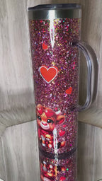 COW/COFFEE/HEART 20oz stainless steel snowglobe tumbler with matching pen