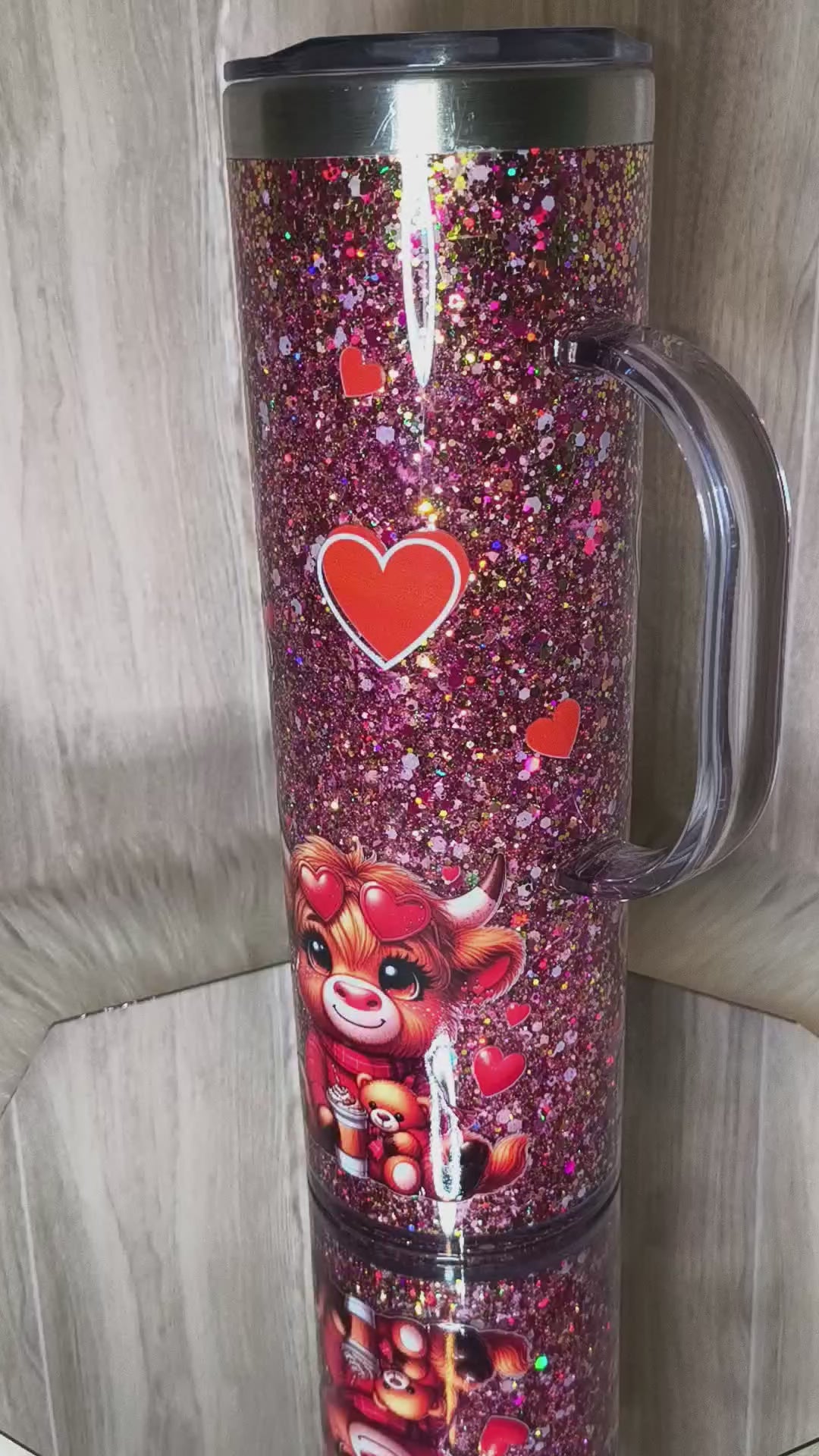COW/COFFEE/HEART 20oz stainless steel snowglobe tumbler with matching pen