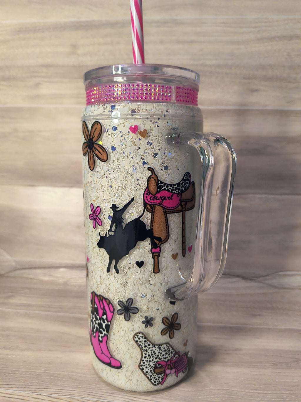STAY WILD COWGIRL 20oz acrylic snowglobe with handle