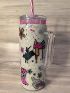 STAY WILD COWGIRL 20oz acrylic snowglobe with handle