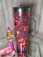 COW/COFFEE/HEART 20oz stainless steel snowglobe tumbler with matching pen
