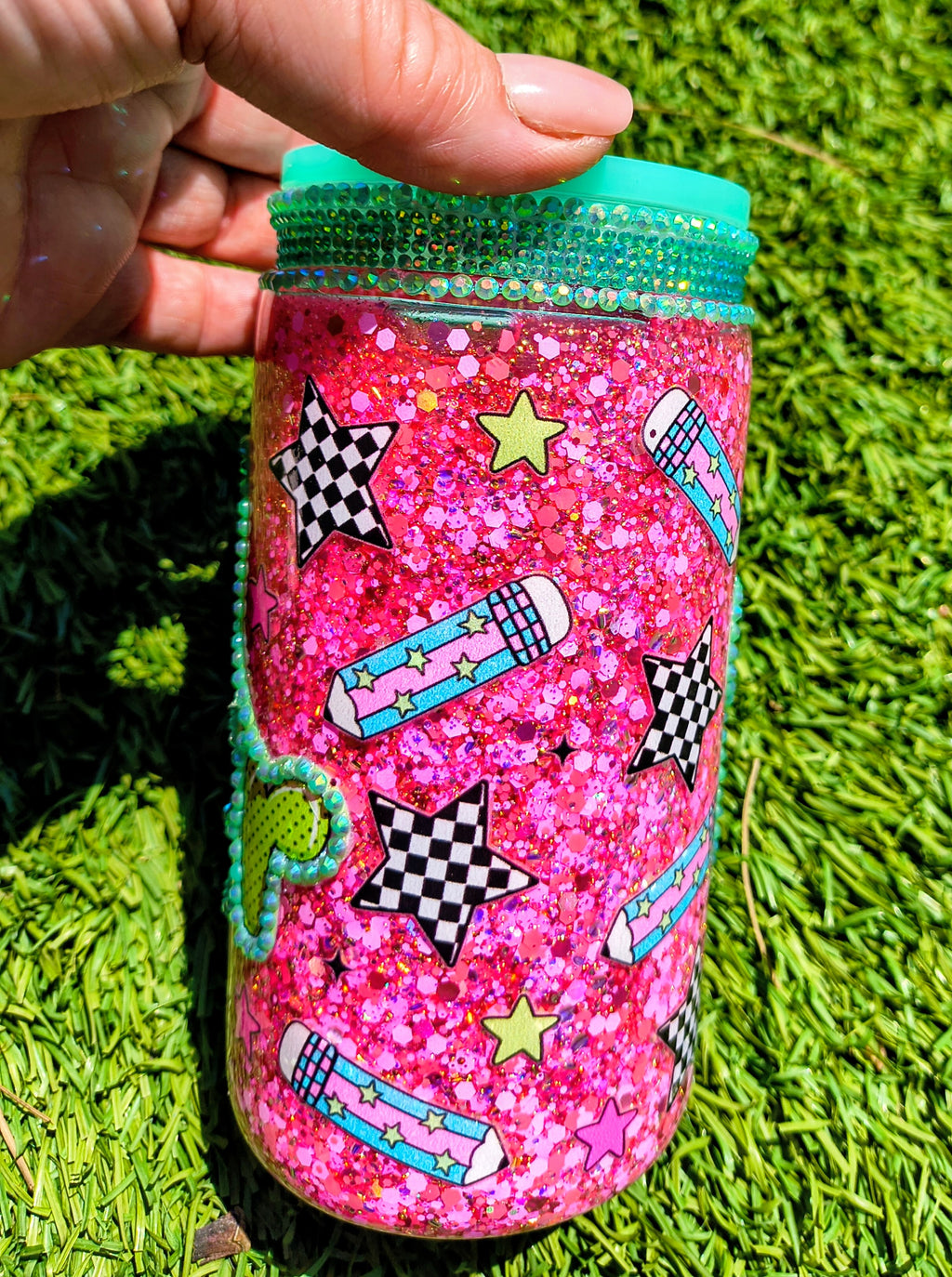 TEACHER 16 oz acrylic snowglobe tumbler with matching pen