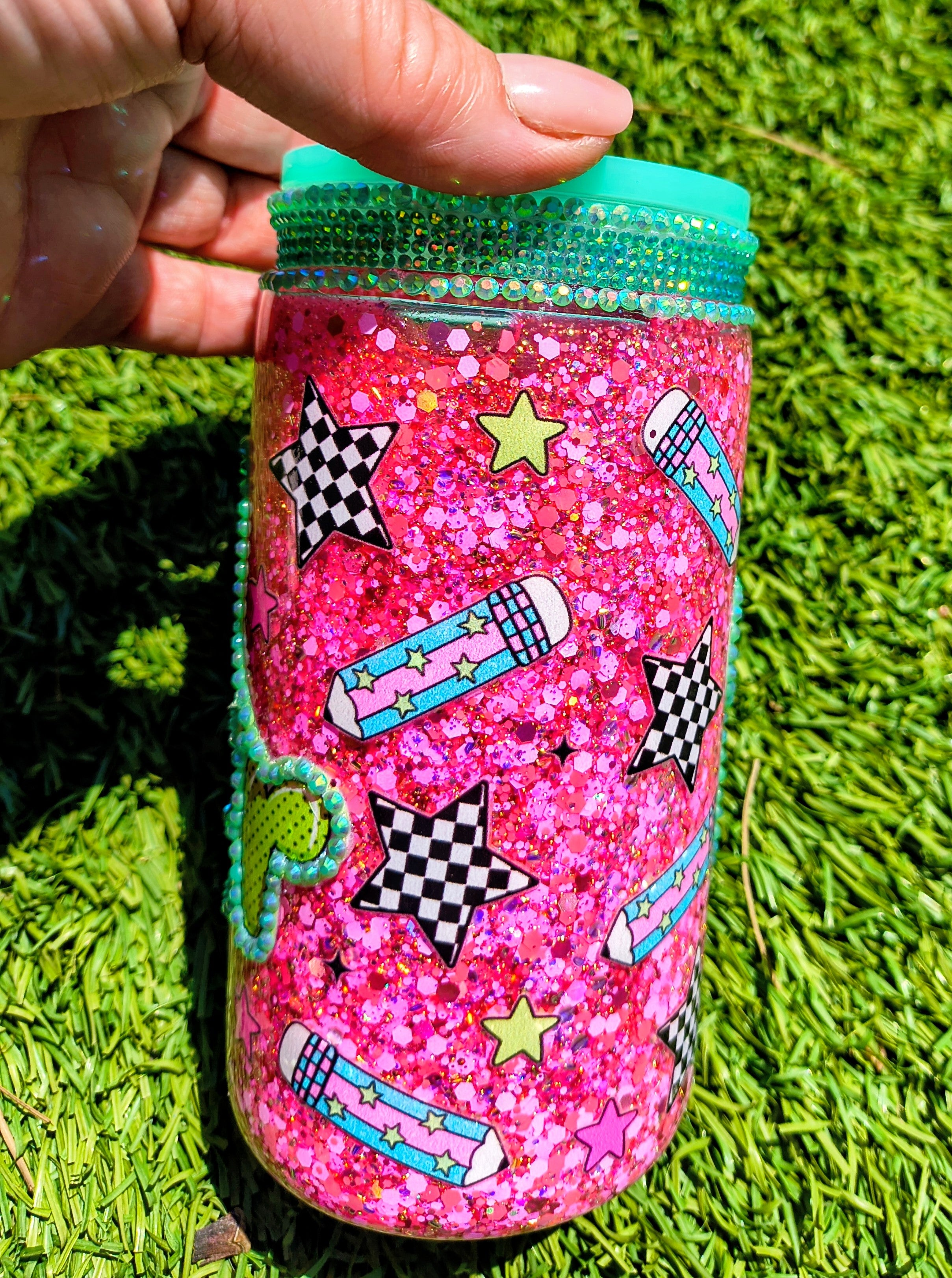 TEACHER 16 oz acrylic snowglobe tumbler with matching pen