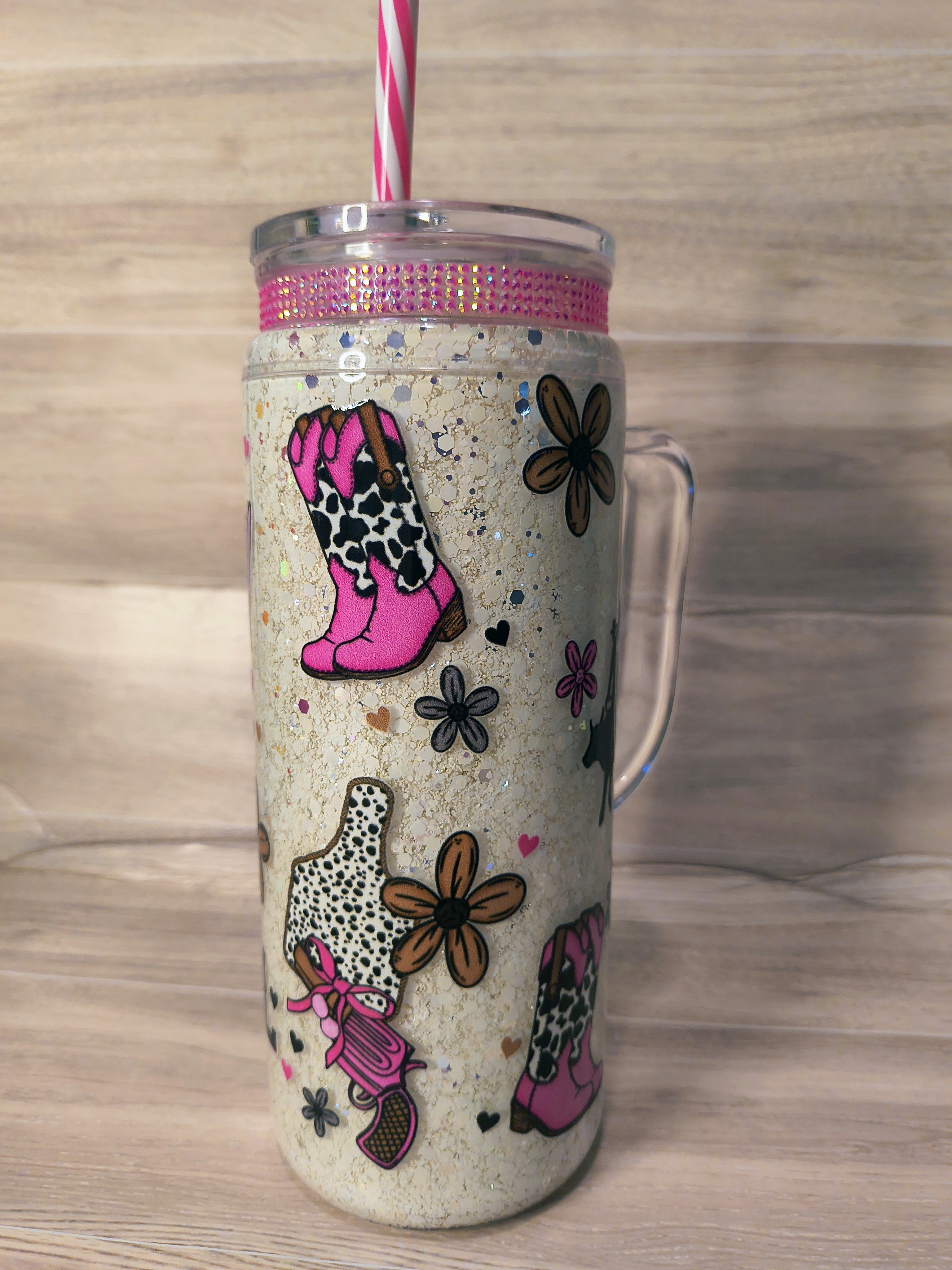STAY WILD COWGIRL 20oz acrylic snowglobe with handle