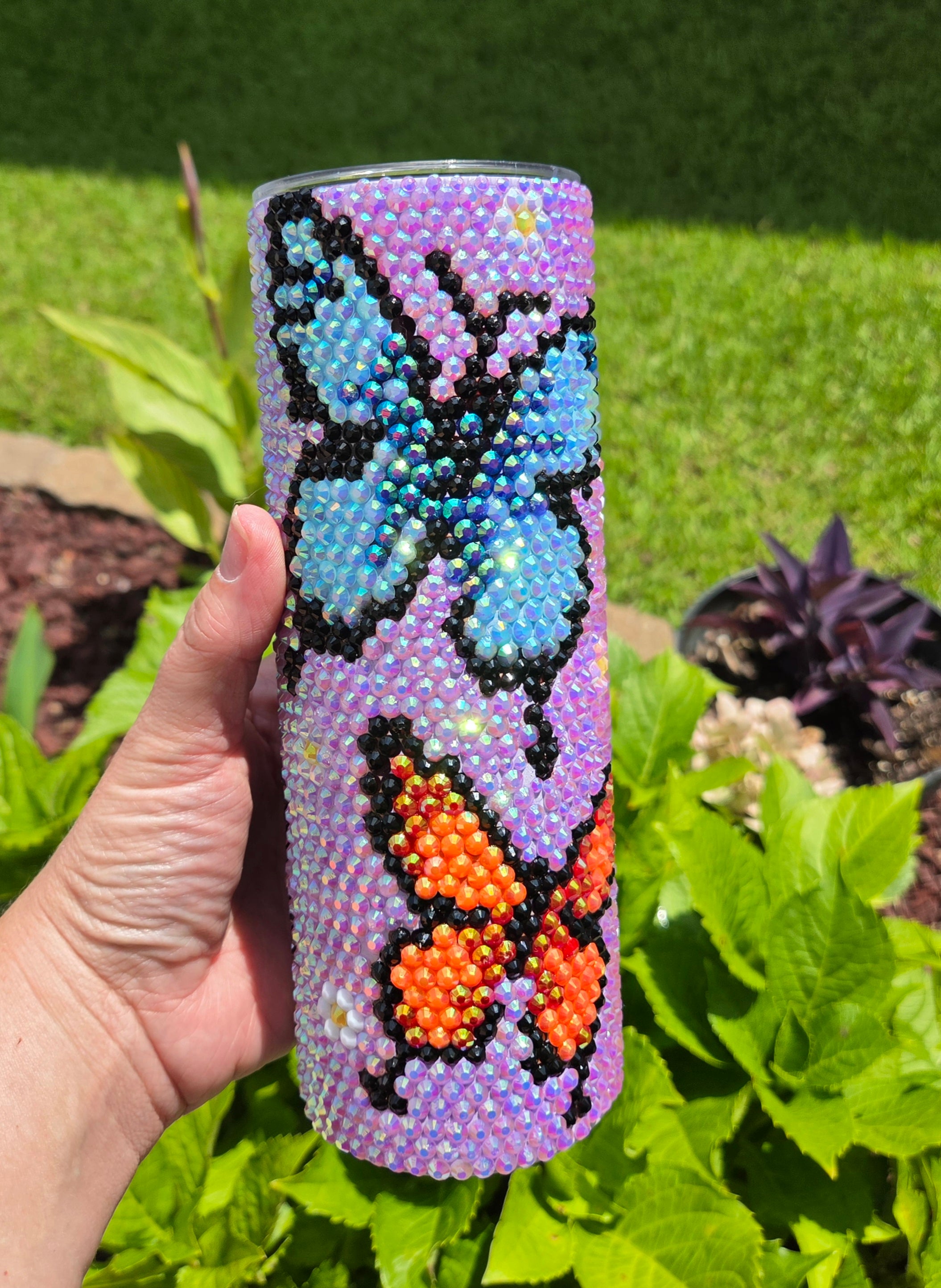 20 Oz rhinestone Stainless steel BUTTERFLY tumbler