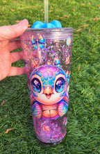 SEA TURTLE 24 oz snowglobe acrylic tumbler with topper