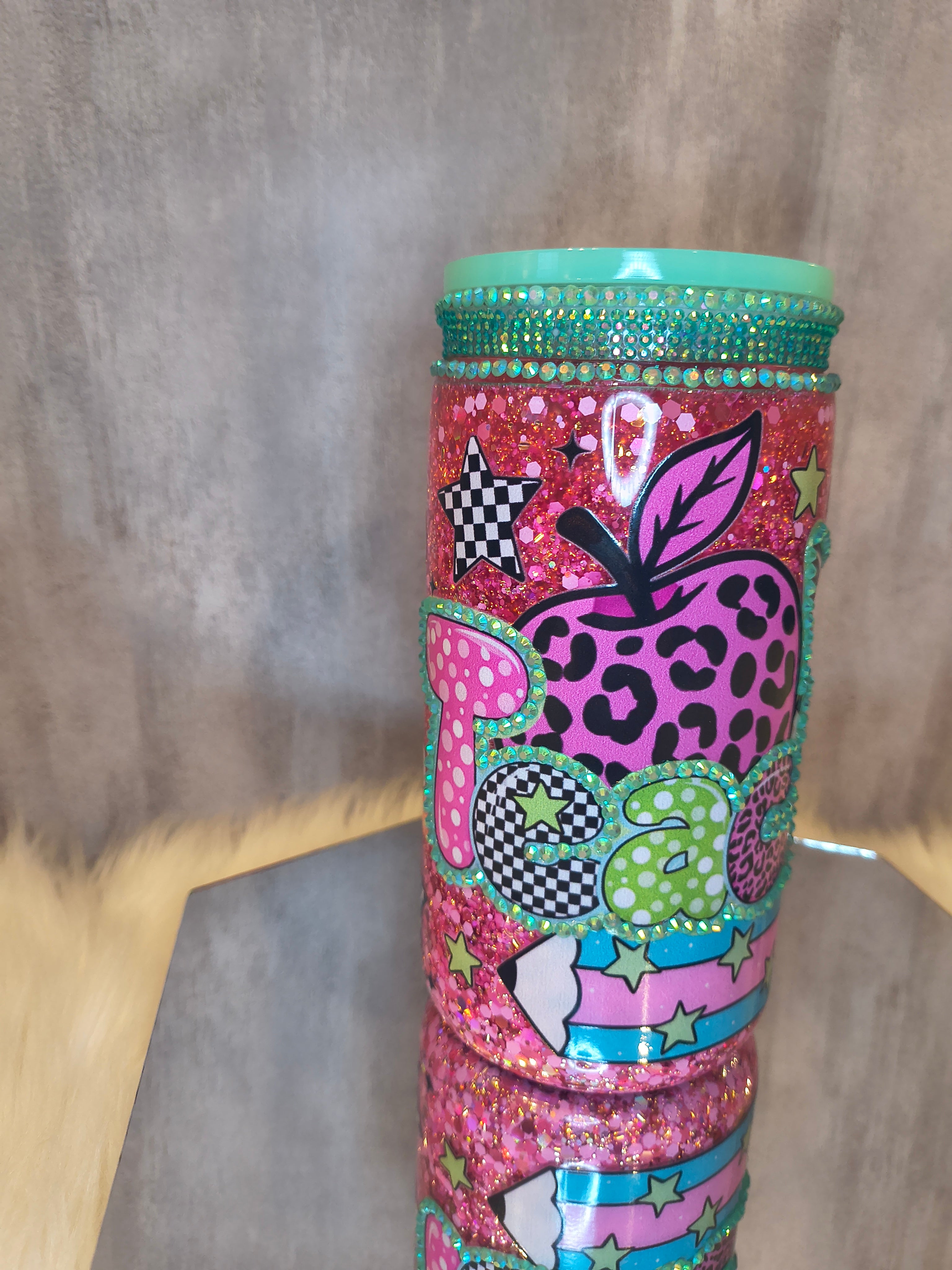 TEACHER 16 oz acrylic snowglobe tumbler with matching pen