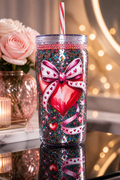 HEART WITH BOW 16 oz acrylic snowglobe tumbler