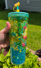 24 oz lava SUMMER WATER acrylic snowglobe tumbler
