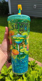 24 oz lava SUMMER WATER acrylic snowglobe tumbler