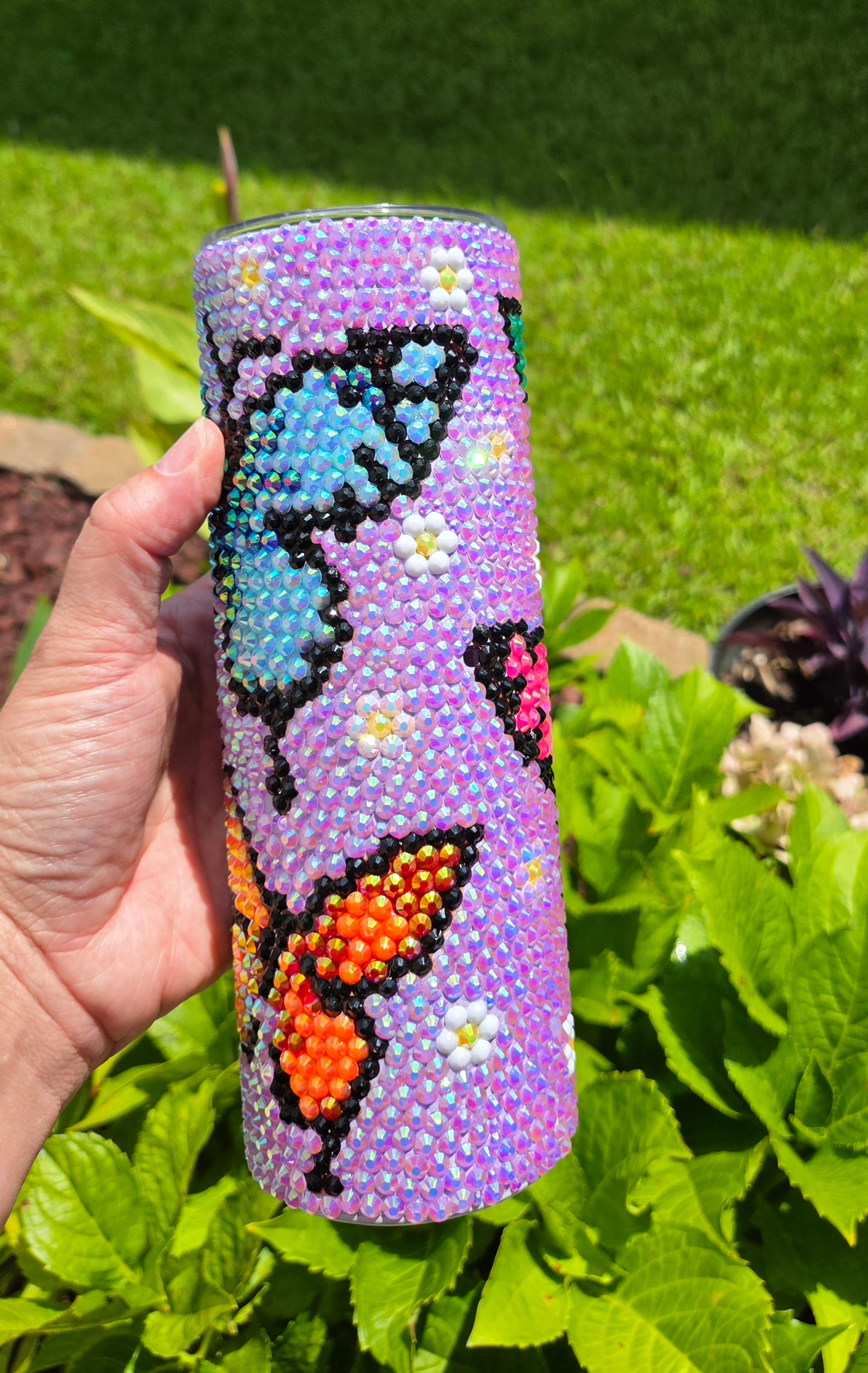 20 Oz rhinestone Stainless steel BUTTERFLY tumbler