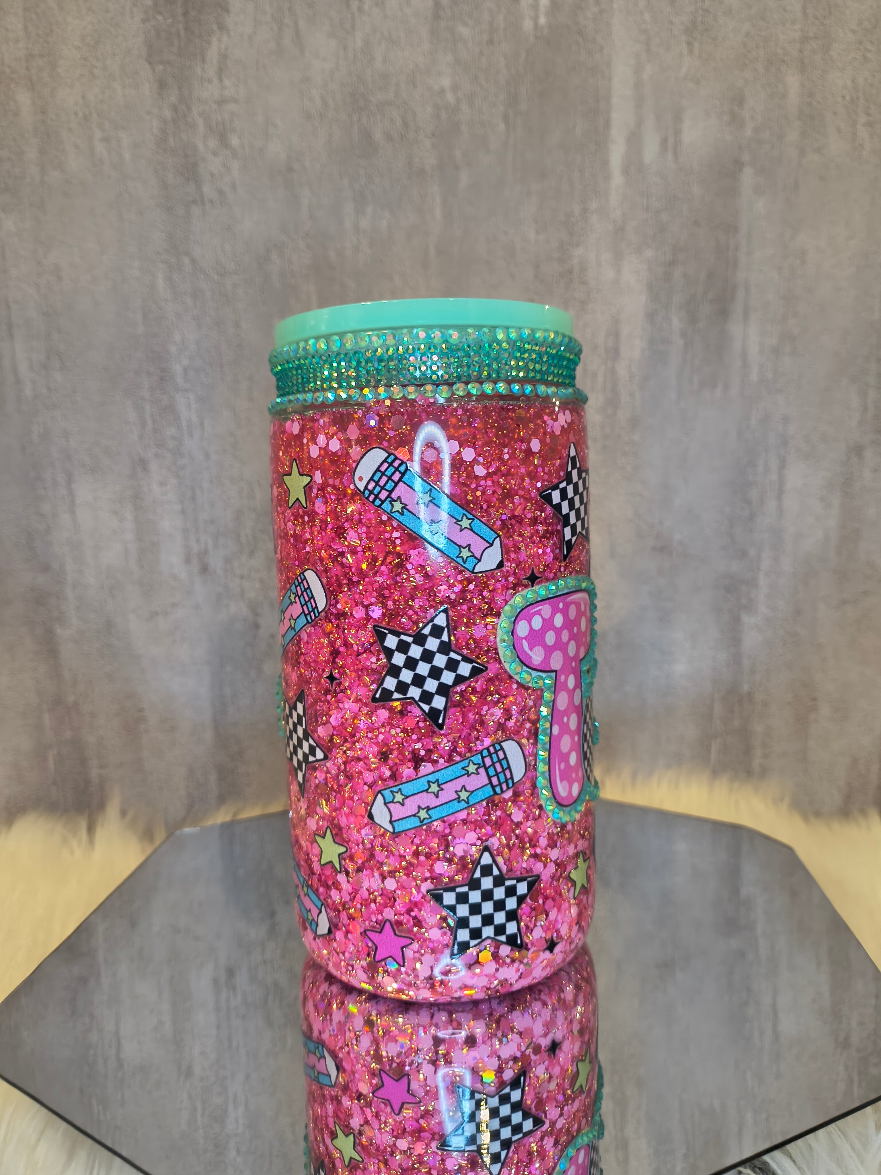 TEACHER 16 oz acrylic snowglobe tumbler with matching pen