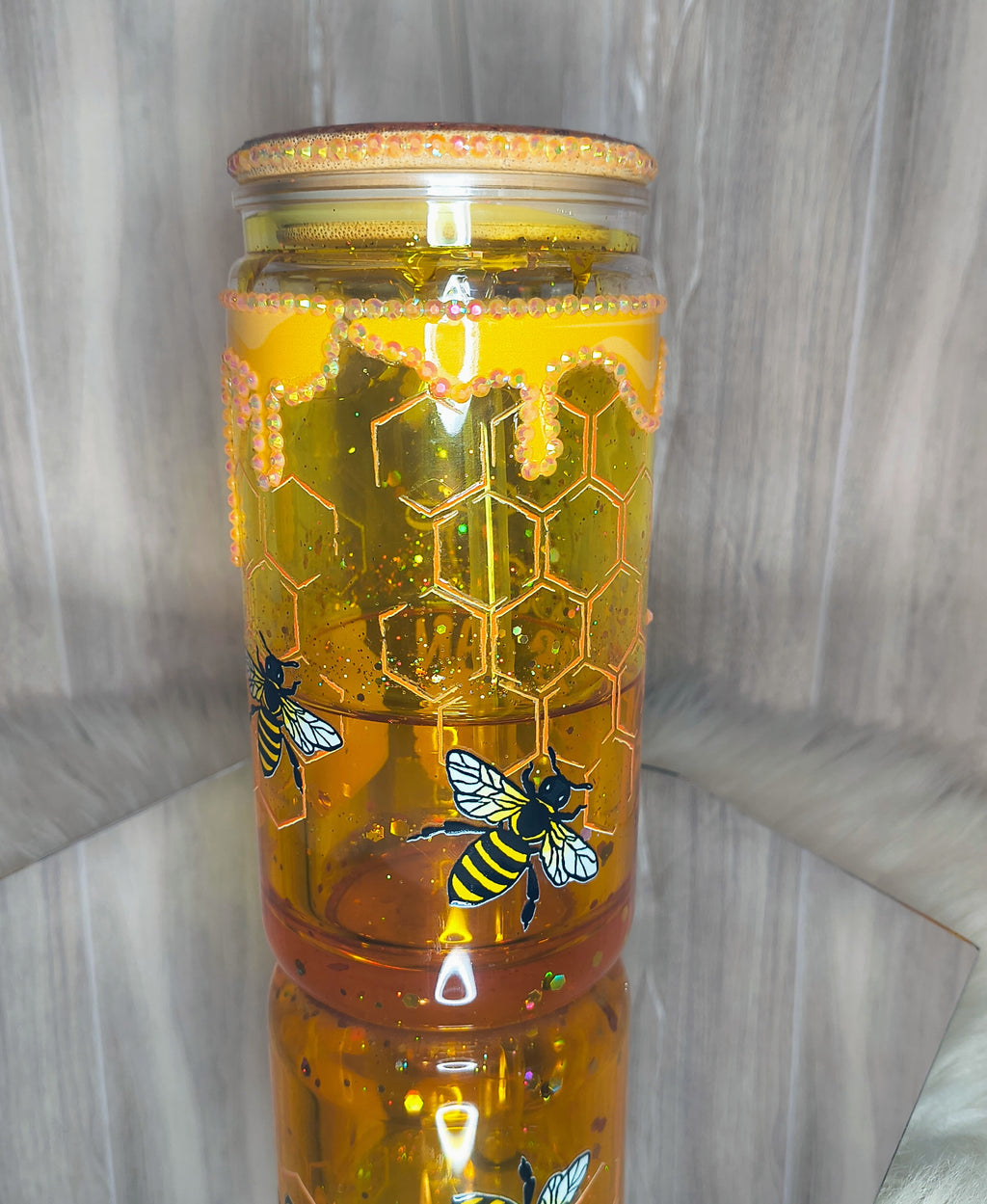 HONEY BEE 16 oz acrylic snowglobe tumbler
