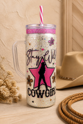STAY WILD COWGIRL 20oz acrylic snowglobe with handle