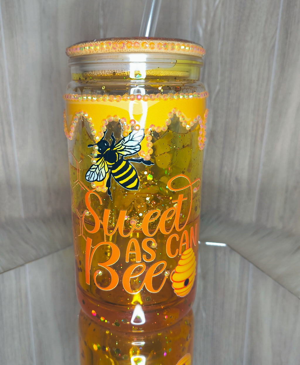 HONEY BEE 16 oz acrylic snowglobe tumbler