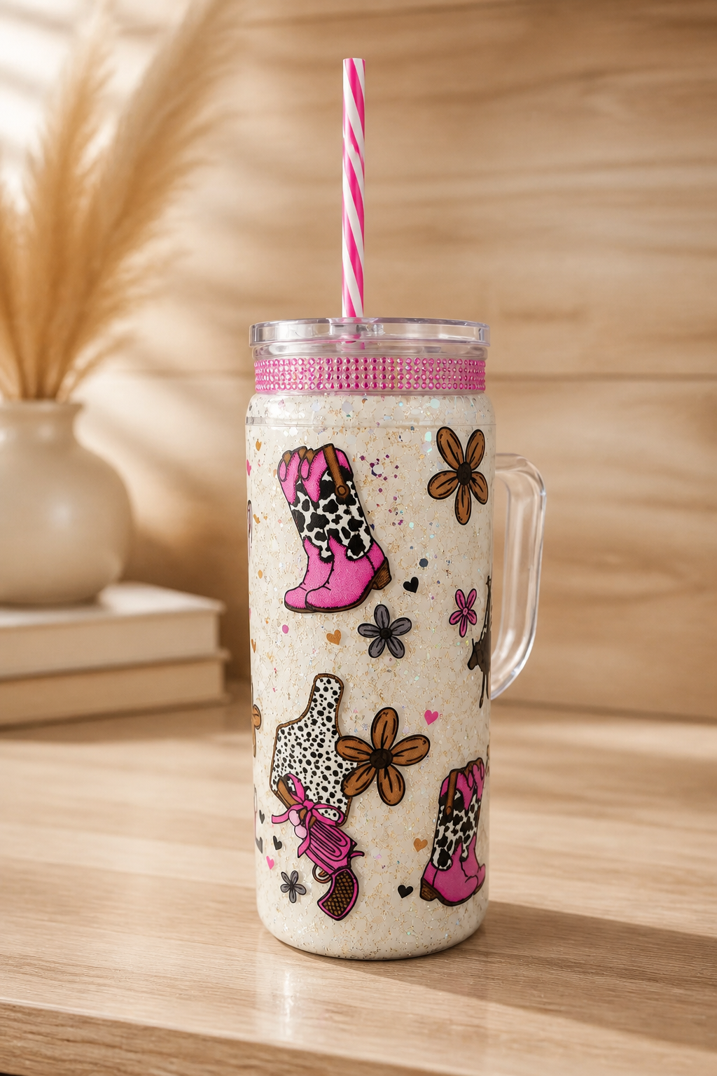 STAY WILD COWGIRL 20oz acrylic snowglobe with handle
