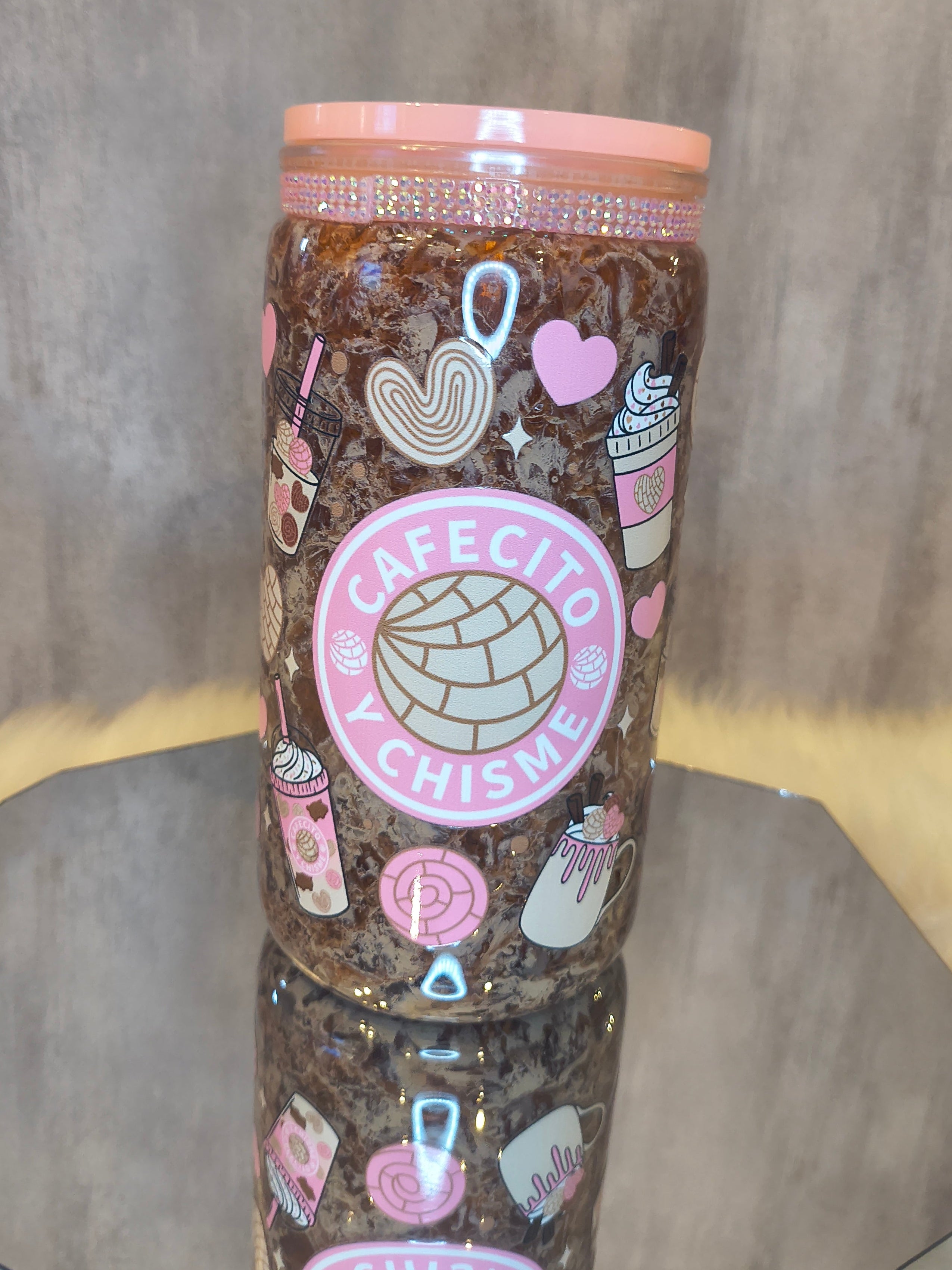 CAFECITO 16 oz acrylic iced coffee snowglobe tumbler