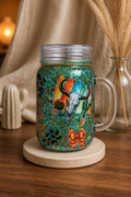 WESTERN 20 oz mason jar snowglobe acrylic tumbler with matching pen