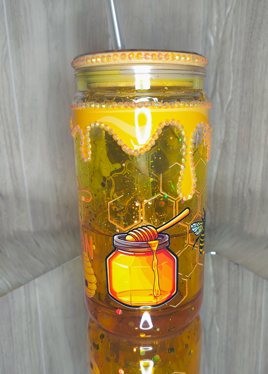 HONEY BEE 16 oz acrylic snowglobe tumbler