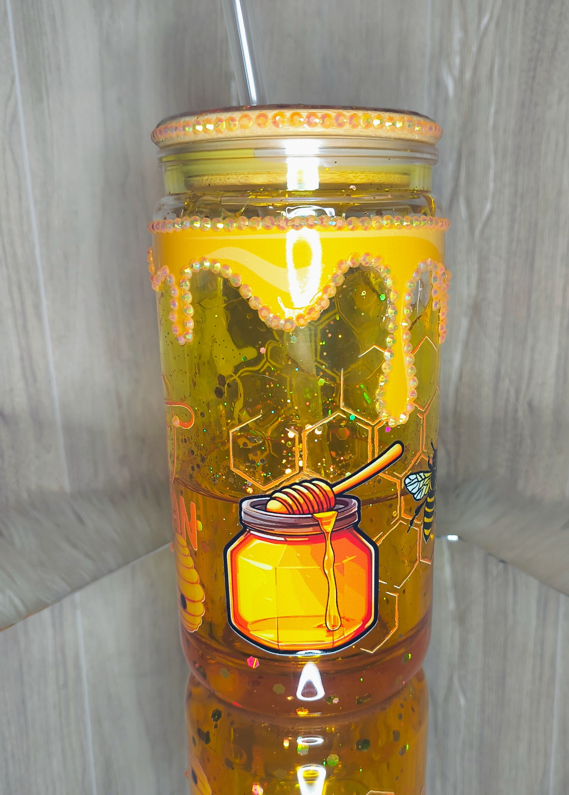 HONEY BEE 16 oz acrylic snowglobe tumbler
