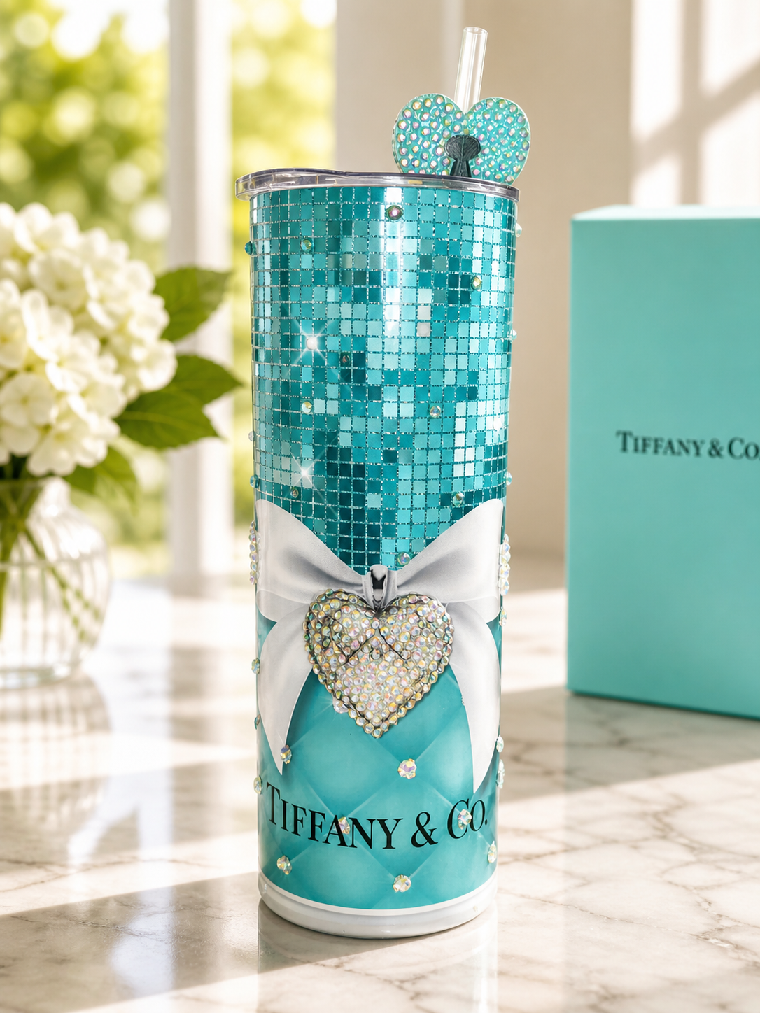 TIFFANY 20 oz stainless steel cup with straw topper