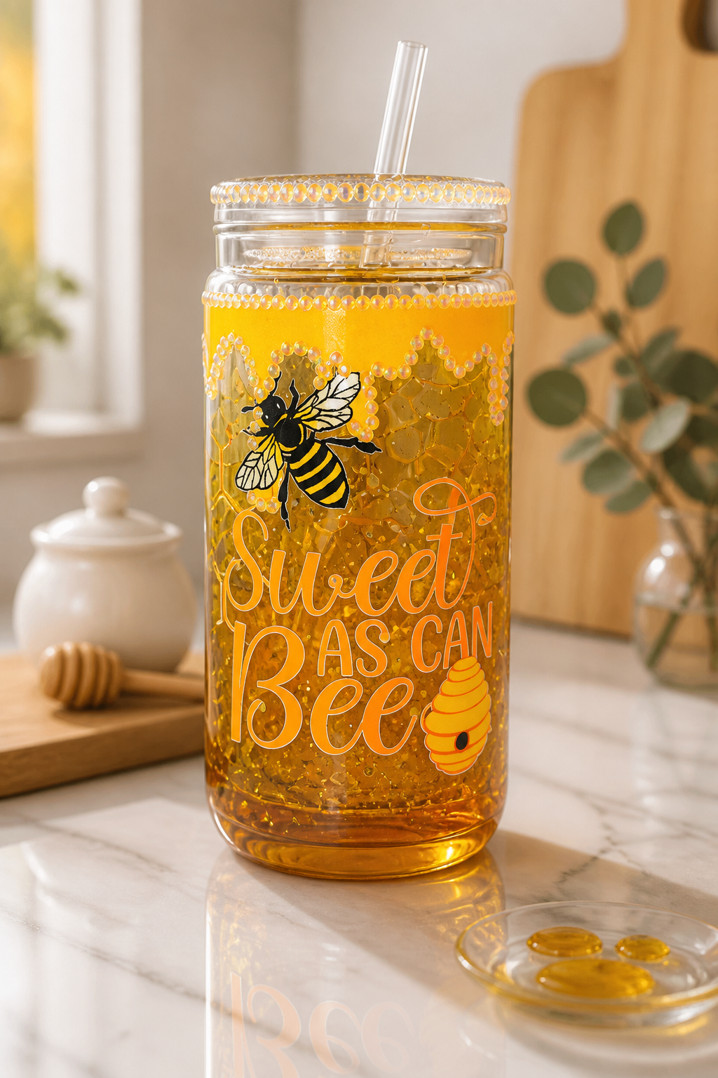 HONEY BEE 16 oz acrylic snowglobe tumbler